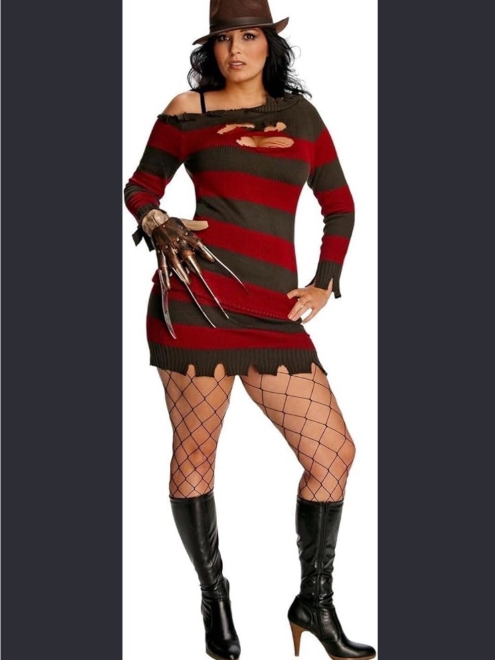 Women's Freddy Krueger Costume, Hat and Claw Size M 6-8 NWT